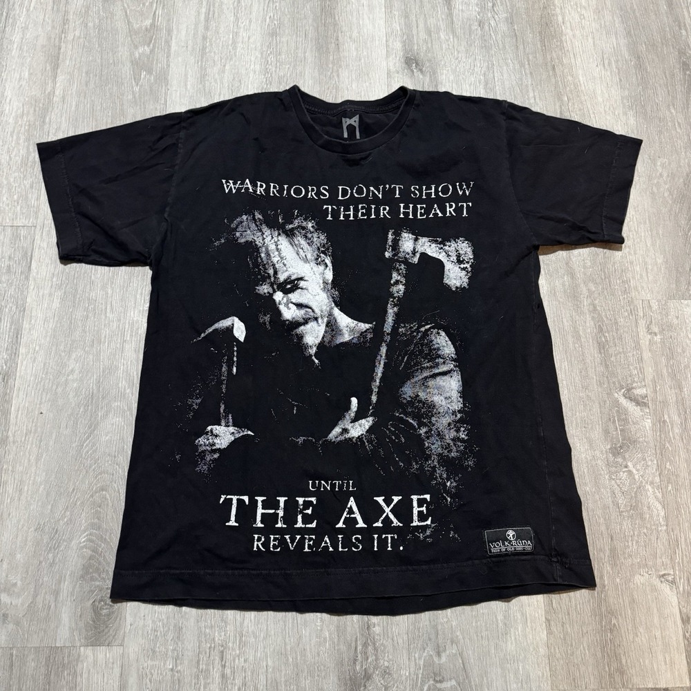 Vikings Ragnar Shirt Size Medium Black Short Sleeve Graphic Vikings TV Volk Runa